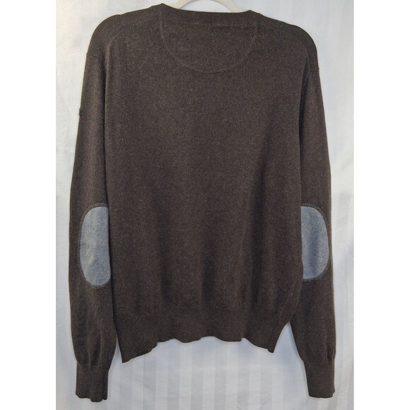 Lincs David Chu Men's Sweater Cotton Cashmere Elbow Patch Crew Neck Size L - Picture 9 of 16